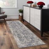 8' Ivory Gray And Rust Oriental Runner Rug