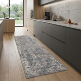 8' Ivory Gray And Rust Oriental Runner Rug