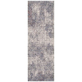 8' Ivory Black And Gray Abstract Runner Rug