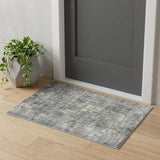 2' X 3' Ivory Gray And Brick Red Abstract Area Rug