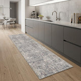 8' Ivory Gray And Brick Red Abstract Runner Rug