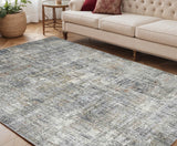 5' X 8' Ivory Gray And Brick Red Abstract Area Rug