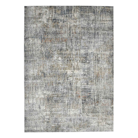 5' X 8' Ivory Gray And Brick Red Abstract Area Rug