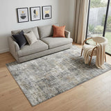 5' X 8' Ivory Gray And Brick Red Abstract Area Rug