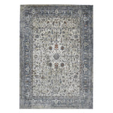 2' X 3' Ivory Blue And Gray Oriental Area Rug
