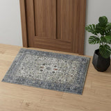 2' X 3' Ivory Blue And Gray Oriental Area Rug