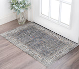 2' X 3' Ivory Charcoal And Brick Red Oriental Area Rug