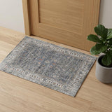 2' X 3' Ivory Charcoal And Brick Red Oriental Area Rug