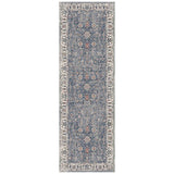 8' Ivory Charcoal And Brick Red Oriental Runner Rug