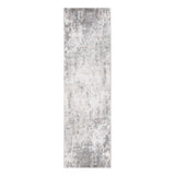 8' Ivory And Gray Abstract Runner Rug