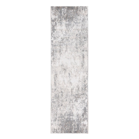 8' Ivory And Gray Abstract Runner Rug