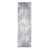 8' Gray And Light Blue Abstract Runner Rug