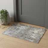 2' X 3' Ivory Blue And Yellow Abstract Area Rug