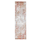 8' Ivory Red And Gray Abstract Runner Rug