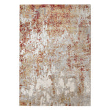5' X 8' Ivory Red And Cream Abstract Area Rug