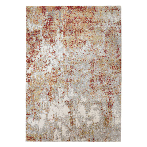 5' X 8' Ivory Red And Cream Abstract Area Rug