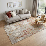 5' X 8' Ivory Red And Gray Abstract Area Rug