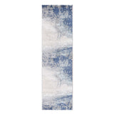 8' Dark Blue And Gray Abstract Runner Rug