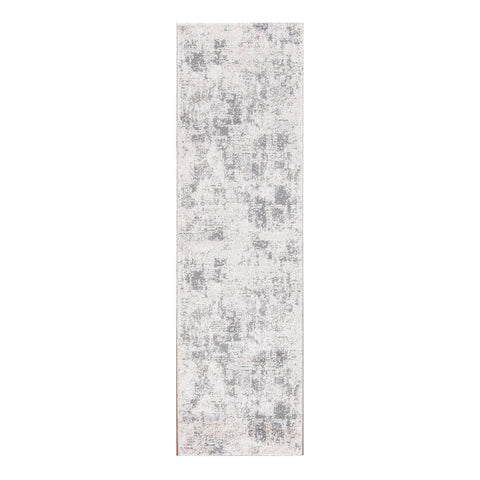 8' Gray and Beige Abstract Power Loom Runner Rug