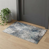 2' X 3' Ivory Blue and Gray Abstract Power Loom Area Rug