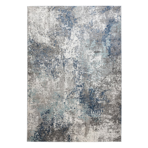 5' X 8' Ivory Blue and Gray Abstract Power Loom Area Rug
