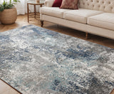 5' X 8' Ivory Blue and Gray Abstract Power Loom Area Rug