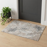 2' X 3' Cream and Gray Abstract Power Loom Area Rug
