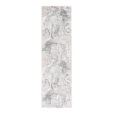 8' Cream and Gray Abstract Power Loom Runner Rug