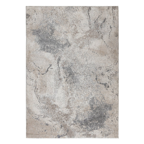 5' X 8' Cream and Gray Abstract Power Loom Area Rug