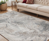 5' X 8' Cream and Gray Abstract Power Loom Area Rug