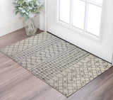 2' X 3' Gray And Ivory Geometric Shag Area Rug