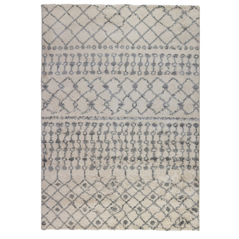 2' X 3' Gray And Ivory Geometric Shag Area Rug