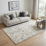 5' X 8' Gray And Ivory Geometric Shag Area Rug
