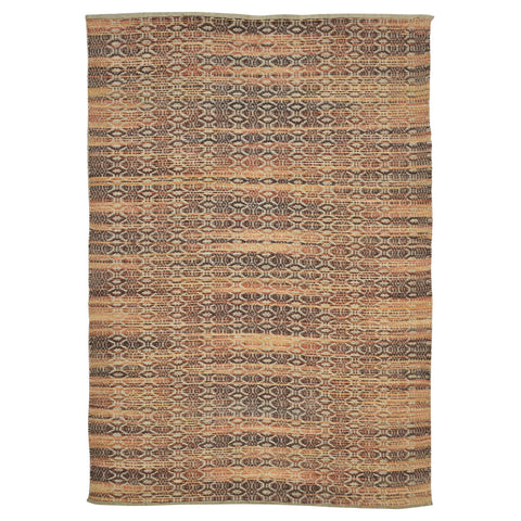2' X 3' Brown Natural And Orange Jute Blend Geometric Flatweave Handmade Area Rug