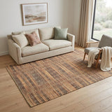 5' X 8' Rust And Tan Jute Geometric Flatweave Handmade Area Rug