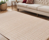5' X 8' Tan And Ivory Jute Geometric Flatweave Handmade Area Rug