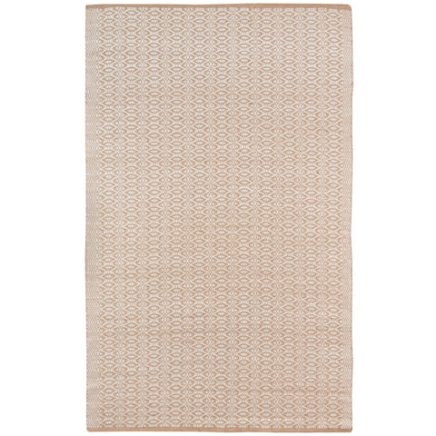 5' X 8' Tan And Ivory Jute Geometric Flatweave Handmade Area Rug