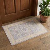 2' X 3' Gray Yellow And Lavender Floral Distressed Area Rug