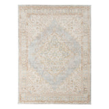 2' X 3' Beige and Gray Medallion Power Loom Worn Faded Area Rug