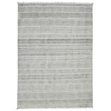 2' X 3' Ivory Black And Gray Geometric Flatweave Handmade Distressed Area Rug With Fringe