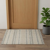 2' X 3' Gray And Brown Striped Flatweave Handmade Distressed Area Rug With Fringe