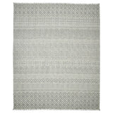 2' X 3' Gray And Ivory Geometric Flatweave Handmade Distressed Area Rug With Fringe
