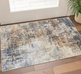 3' X 5' Blue And Ivory Moroccan Washable Area Rug