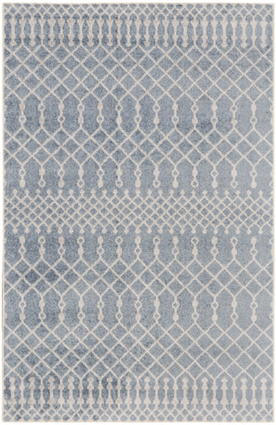 3' X 5' Blue And Ivory Moroccan Washable Area Rug