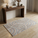 3' X 5' Blue and Ivory Abstract Power Loom Washable Area Rug