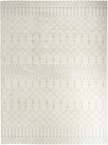 4' X 6' Blue and Ivory Abstract Power Loom Washable Area Rug