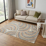 5' X 7' Blue and Ivory Abstract Power Loom Washable Area Rug