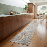 8' Blue And Ivory Abstract Washable Runner Rug