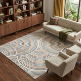 8' X 10' Blue and Ivory Abstract Power Loom Washable Area Rug