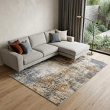 9' X 12' Blue And Ivory Abstract Distressed Washable Area Rug